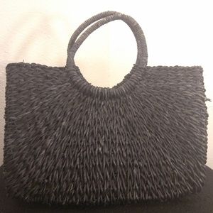 Black Straw Handbag